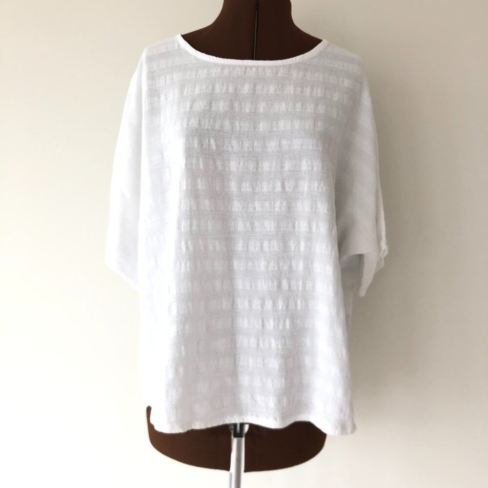 Boxy White Waffle Weave Oversized T